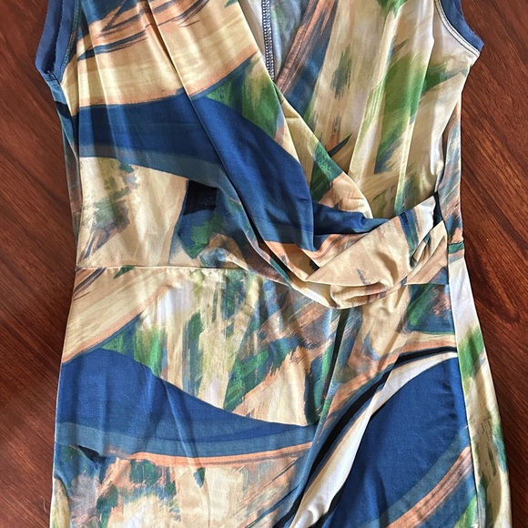 Simply Vera Vera Wang Asymmetrical Blue and Cream Dress size medium - Picture 4 of 7